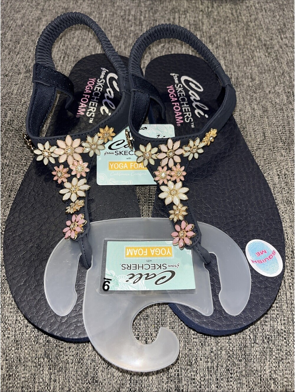 Skechers Womens Size 9 Meditation Happy Daisies Sandals Yoga Foam Sling Back New